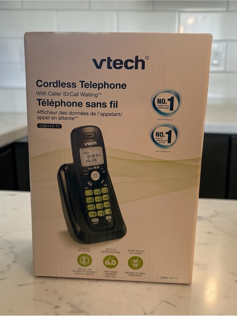 NEW, VTech Cordless Telephone CS6114-11 DECT 6.0 Caller ID Black Home Phone